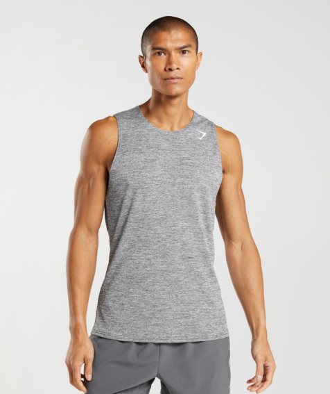 Men's Gymshark Arrival Slim Marl Tanks Grey | CA 06D31N